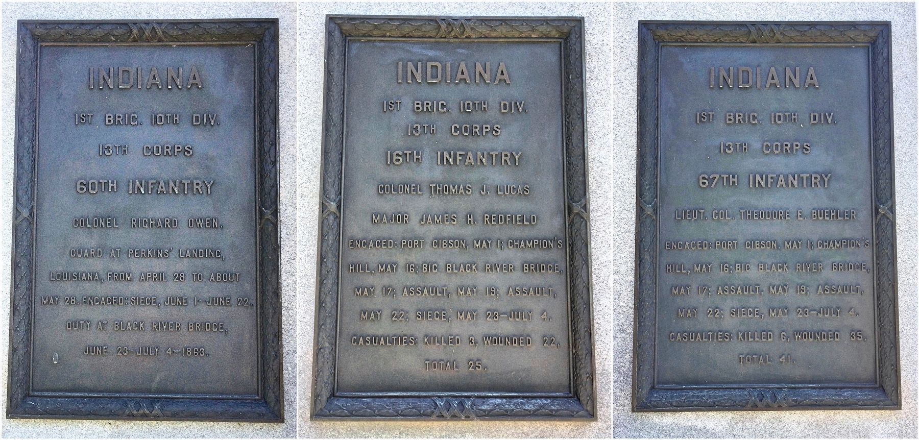 60th Infantry / 16th Infantry / 67th Infantry plaques on monument. image. Click for full size.