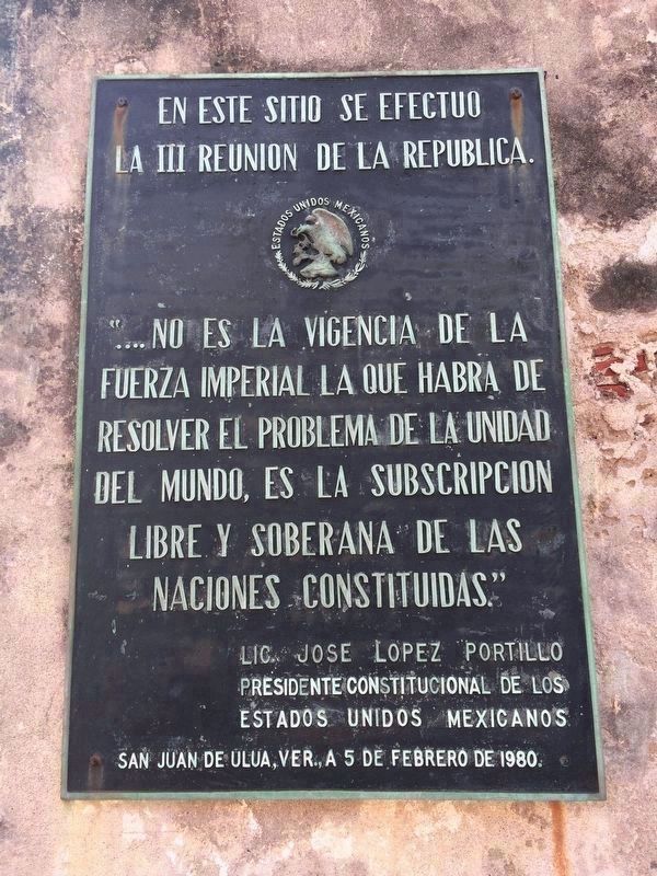 A nearby additional marker on a Mexican government meeting in 1980 image. Click for full size.