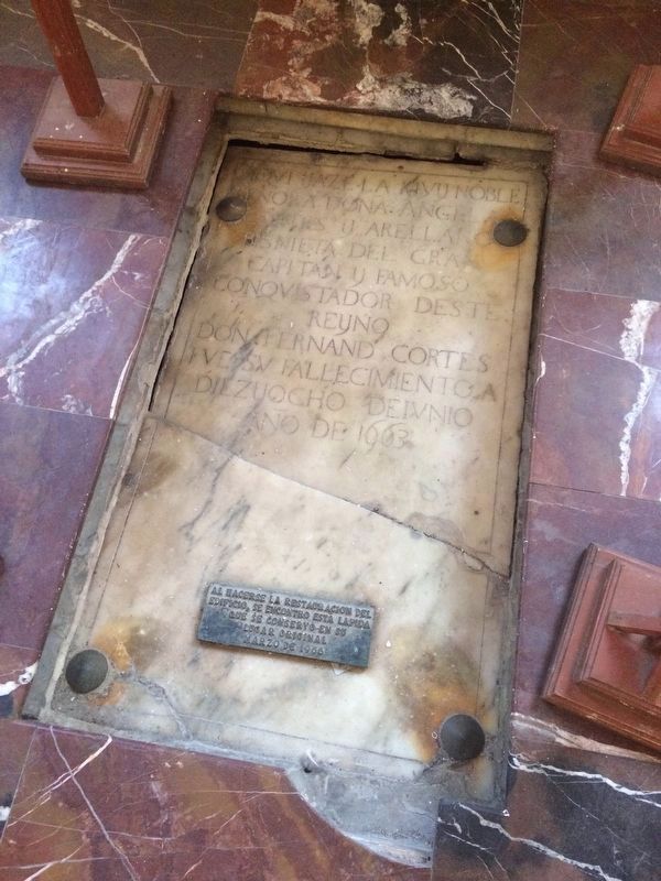 The tomb of Cortés' great-granddaughter, mentioned in the marker text. image. Click for full size.