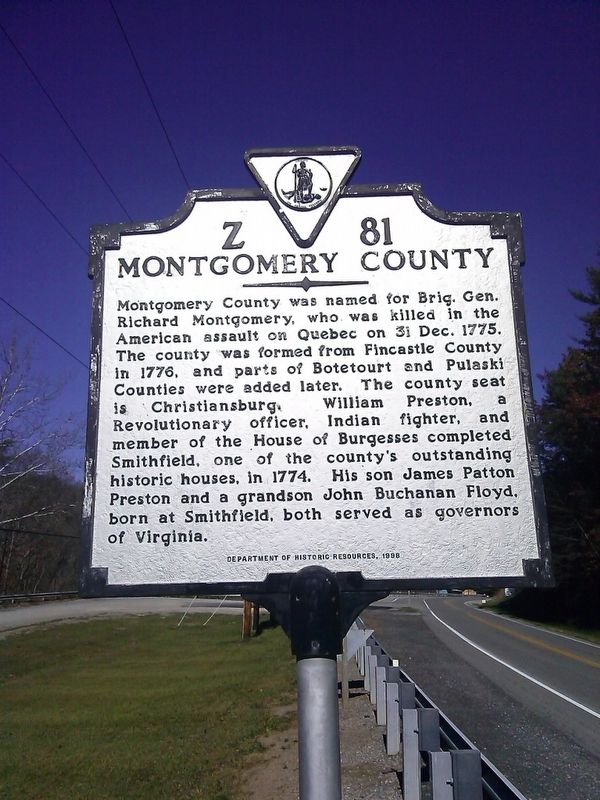 Montgomery County side of the marker. Click for full size. Montgomery County side of the marker image. Click for full size.