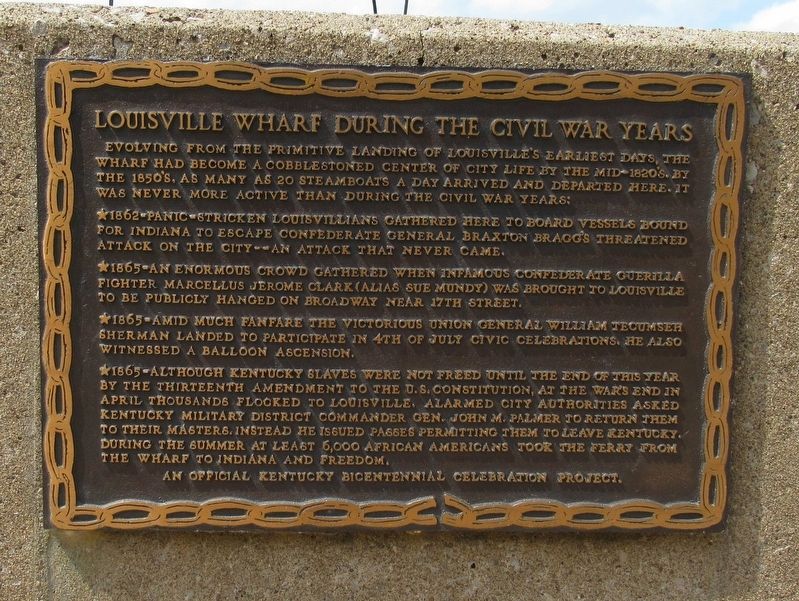 Louisville Wharf During The Civil War Years Marker image. Click for full size.