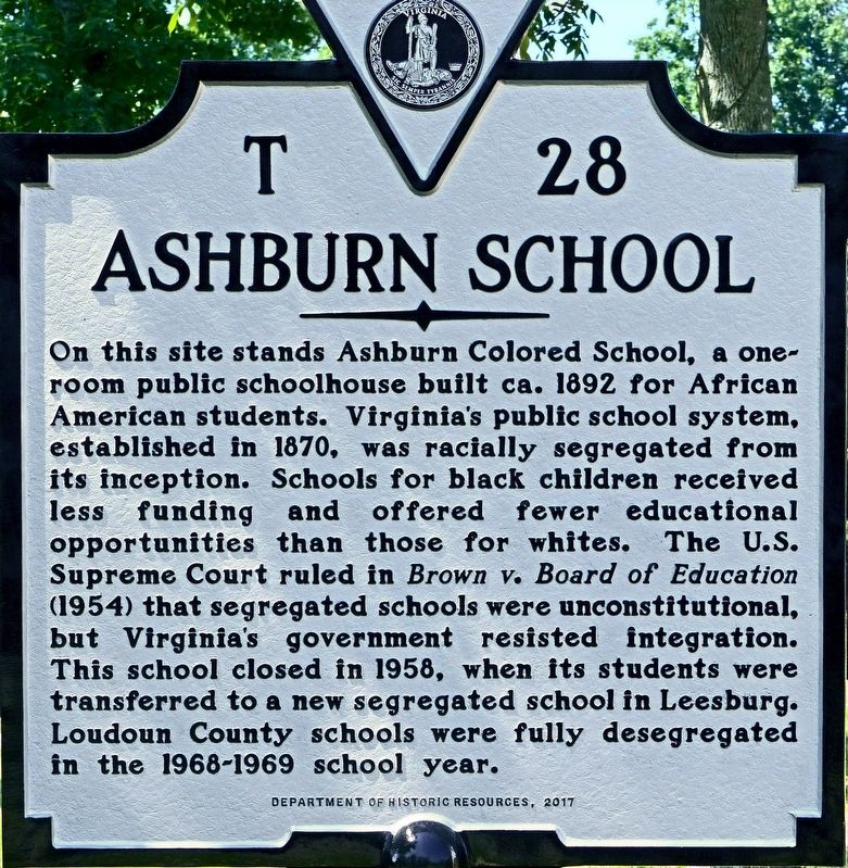 Ashburn School Marker image. Click for full size.