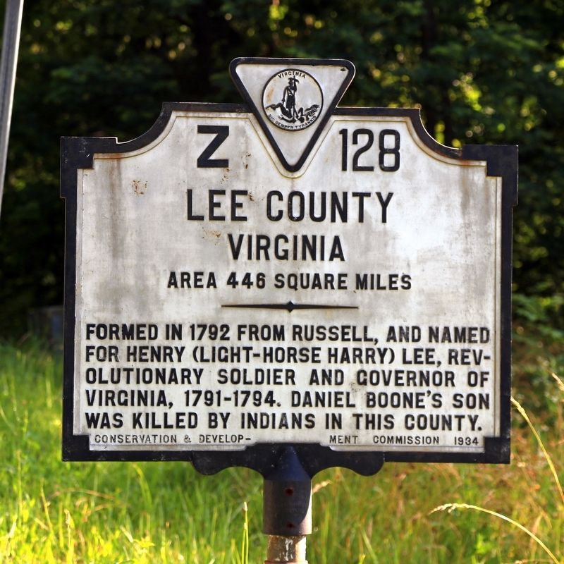 Lee County Virginia face of the marker image. Click for full size.