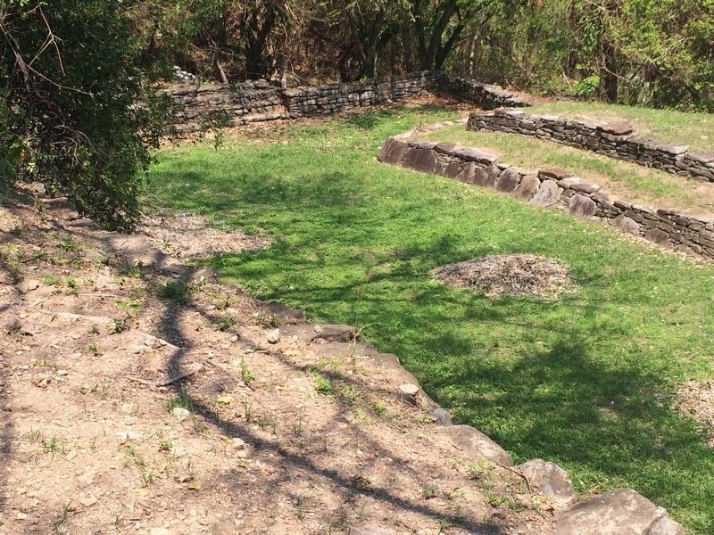 A relatively rare T-shaped ball court at Quiahuiztl�n image. Click for full size.