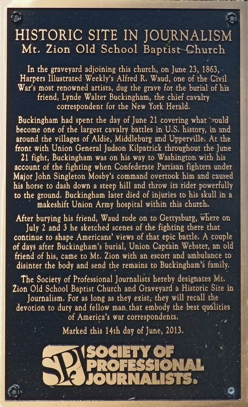 Mt. Zion Old School Baptist Church Marker. Click for full size. Mt. Zion Old School Baptist Church Marker image. Click for full size.