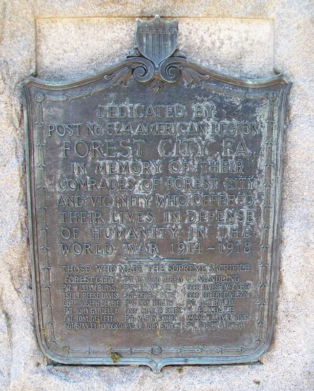 War Memorial Honored Dead WWI. Click for full size. War Memorial Honored Dead WWI image. Click for full size.