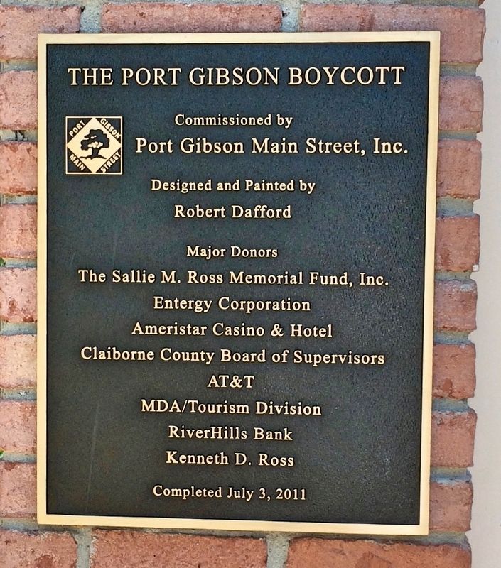 Dedication plaque for Port Gibson Boycott. image. Click for full size.
