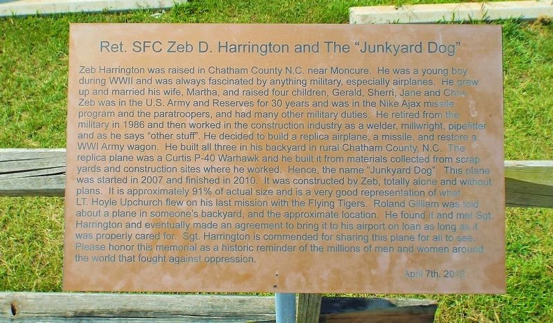 Ret. SFC Zeb D. Harrington and the Marker image. Click for full size.