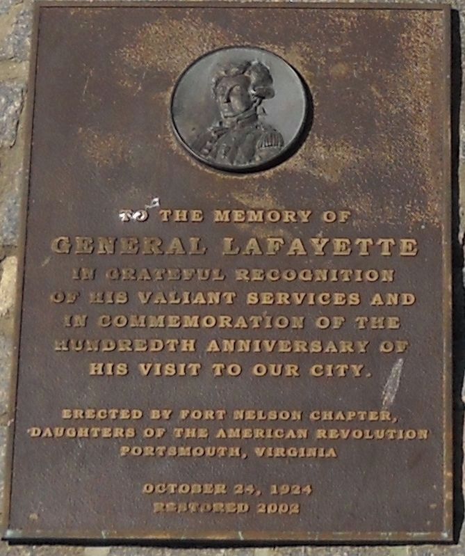 General Lafayette Memorial Plaque. Click for full size. General Lafayette Memorial Plaque image. Click for full size.