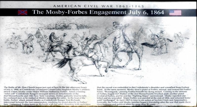 The Mosby Forbes Engagement, July 6, 1864 Marker image. Click for full size.