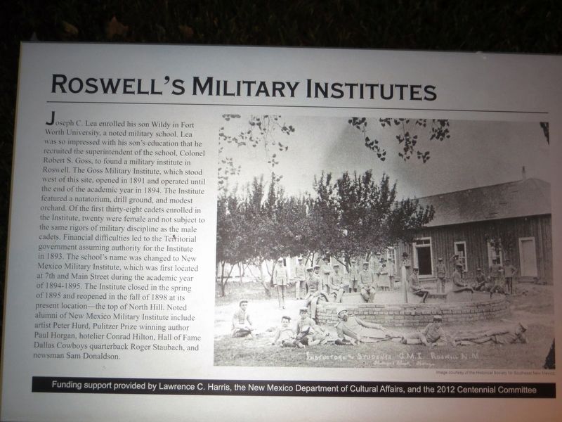Roswell's Military Institutes Marker image. Click for full size.