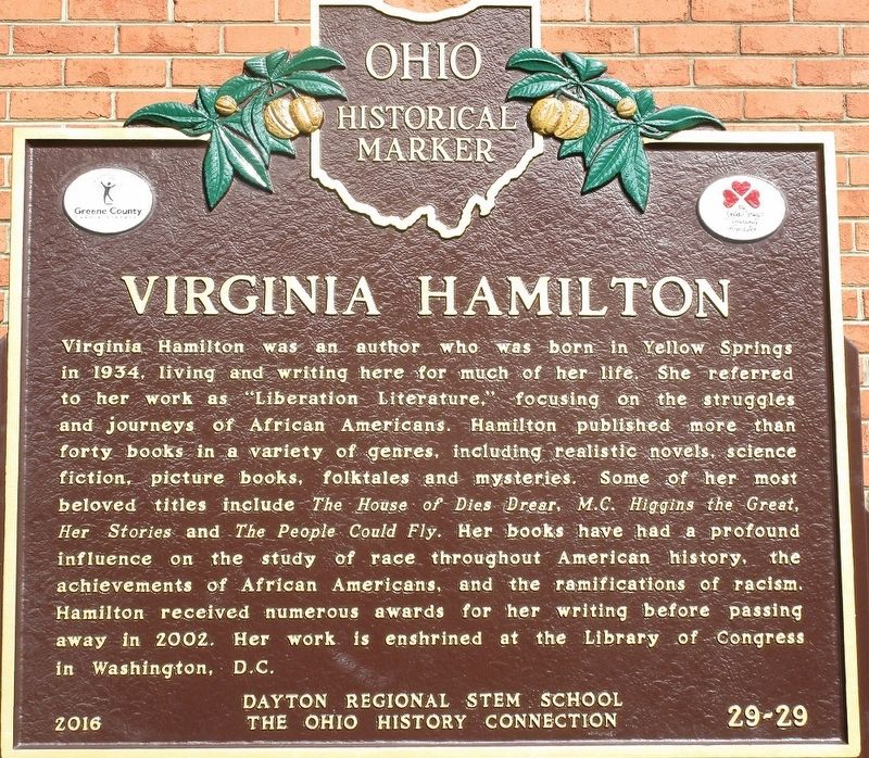 Virginia Hamilton Marker image. Click for full size.