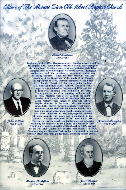 Elders of the Mount Zion Old School Baptist Church Marker image. Click for full size.