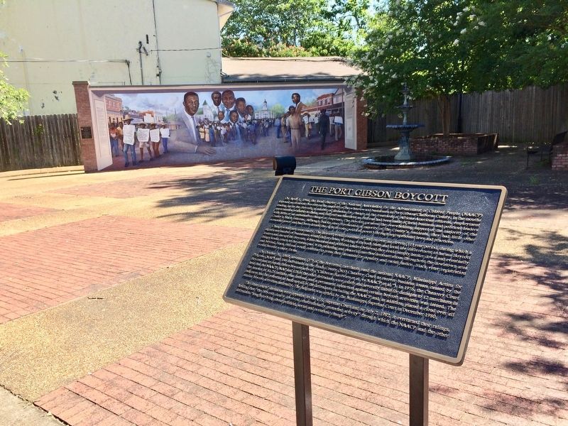 View of Port Gibson Boycott marker and mural in Lightfoot Park . image. Click for full size.