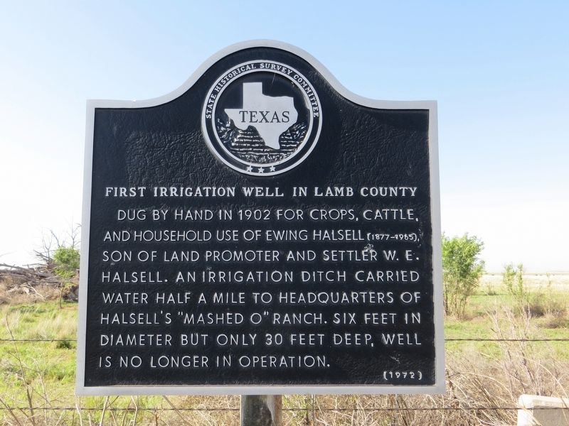 First Irrigation Well in Lamb County Marker. Click for full size. First Irrigation Well in Lamb County Marker image. Click for full size.
