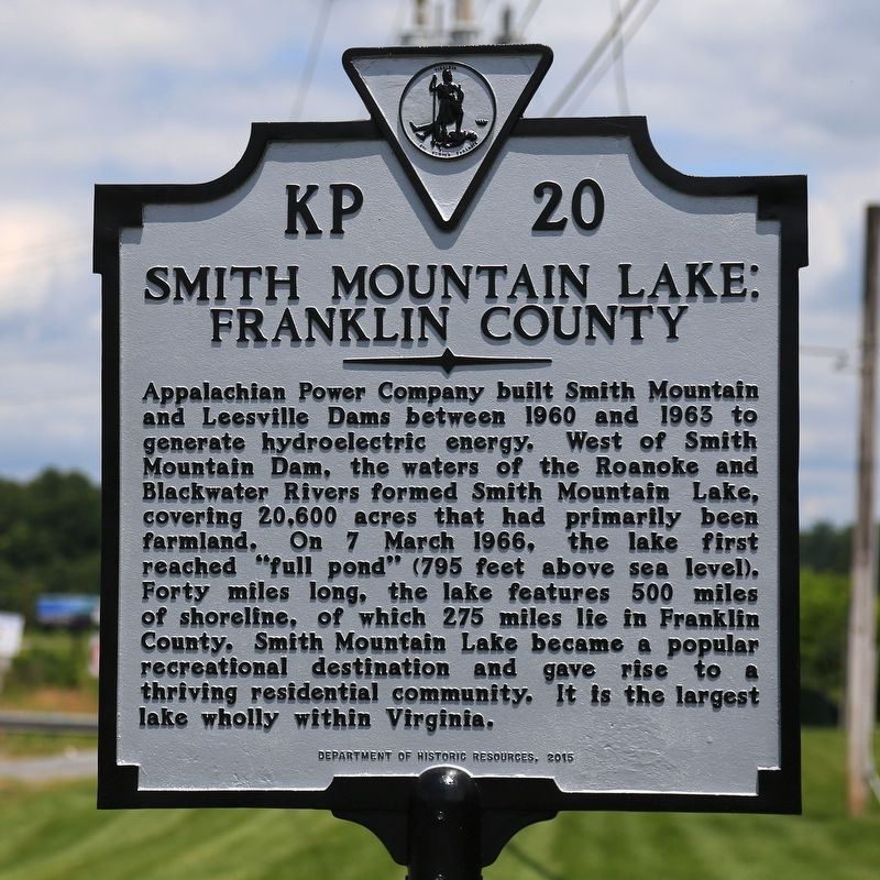 Smith Mountain Lake Franklin County Marker image. Click for full size.