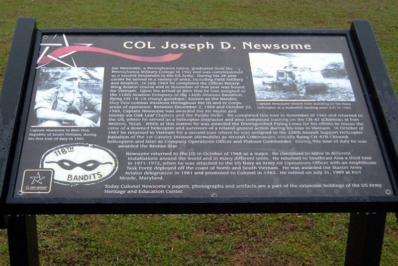COL Joseph D. Newsome Marker image. Click for full size.