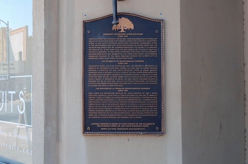 Wormser's Department Store Marker image. Click for full size.