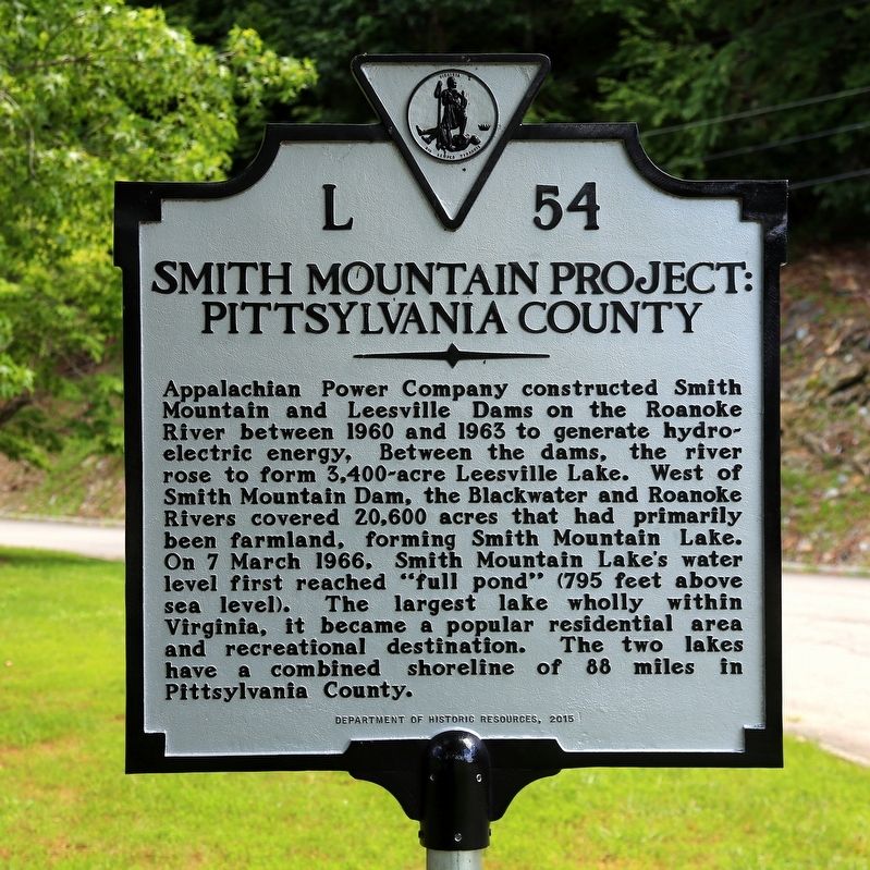 Smith Mountain Project Pittsylvania County Marker. Click for full size. Smith Mountain Project Pittsylvania County Marker image. Click for full size.