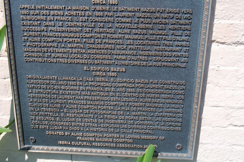 Bazus Building Marker. Click for full size. Bazus Building Marker image. Click for full size.