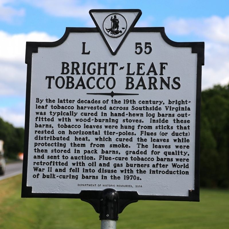 Bright-Leaf Tobacco Barns Marker image. Click for full size.