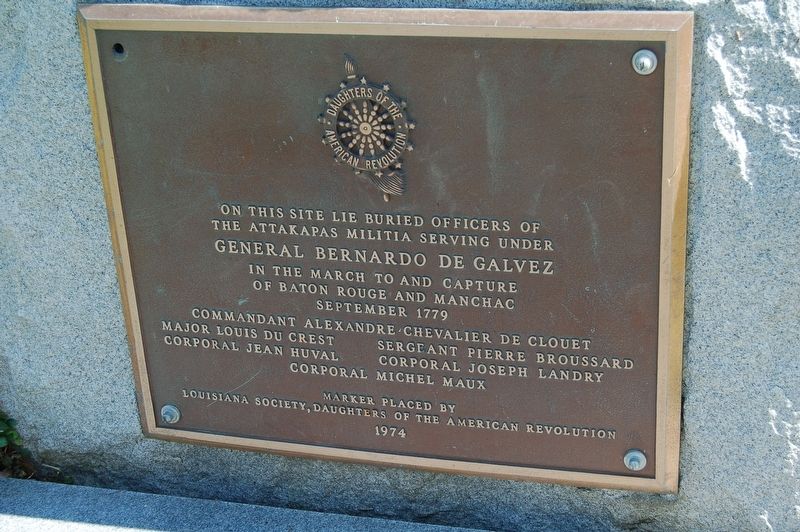 On This Site Lie Buried Officers of The Attakapas Militia Marker image. Click for full size.