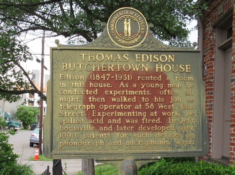 Thomas Edison Butchertown House Marker image. Click for full size.
