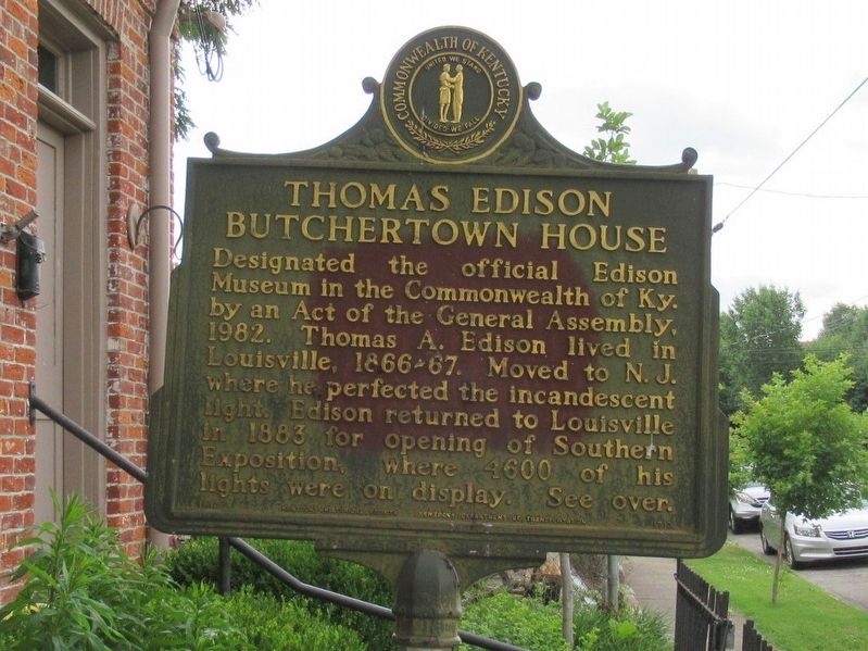 Thomas Edison Butchertown House Marker image. Click for full size.