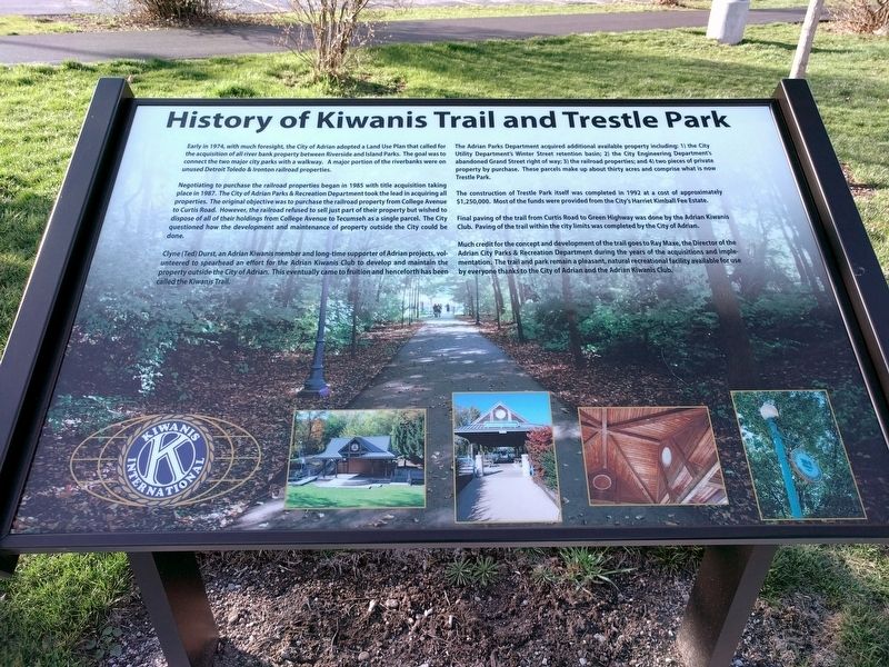History of Kiwanis Trail and Trestle Park Marker image. Click for full size.