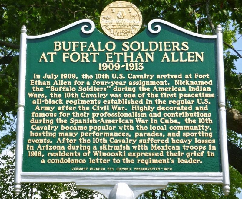 Buffalo Soldiers at Fort Ethan Allen Marker image. Click for full size.