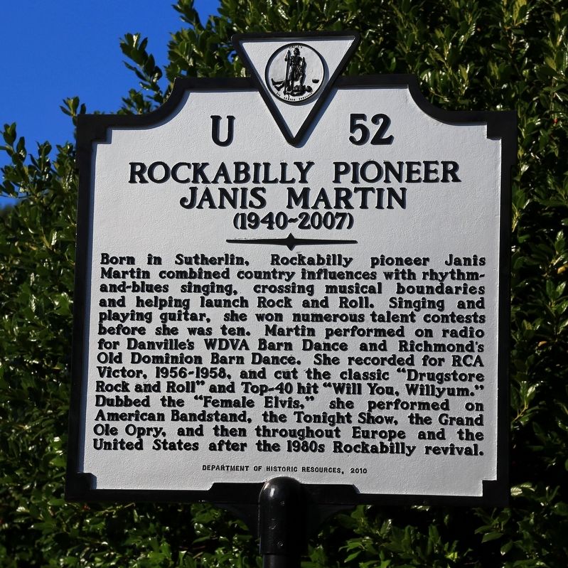 Rockabilly Pioneer Janis Martin Marker image. Click for full size.