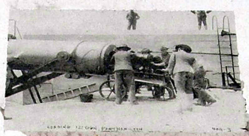 Insert - "Loading 12-Inch Gun, Fort Hamilton" image. Click for full size.