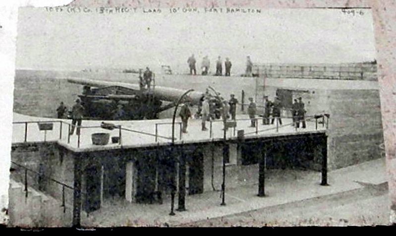 Insert - "10th (K) Company, 13th Regiment, NYNG, Loading 10-Inch Gun, Fort Hamilton, 1908" image. Click for full size.