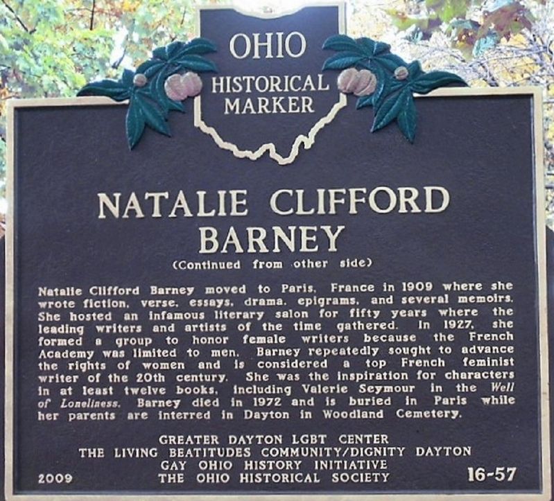 Natalie Clifford Barney Marker image. Click for full size.