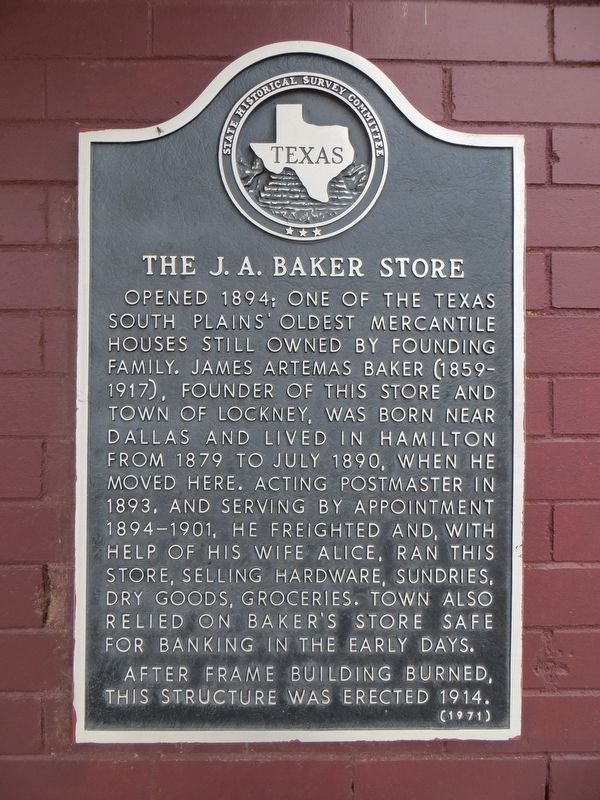 The J. A. Baker Store Marker image. Click for full size.