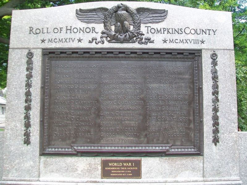 Tompkins County World War I Roll of Honor image. Click for full size.