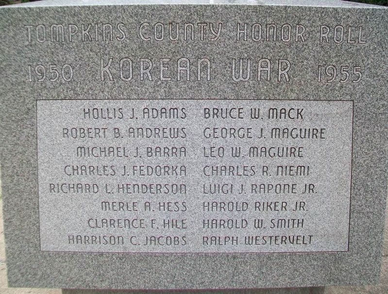 Tompkins County Korean War Honor Roll image. Click for full size.