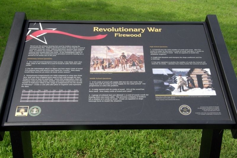 Revolutionary War- Firewood Marker. Click for full size. Revolutionary War- Firewood Marker image. Click for full size.