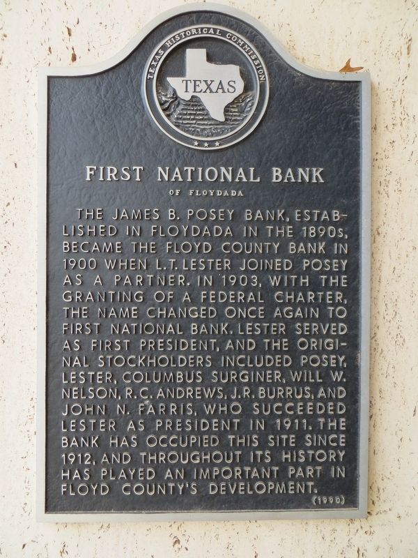 First National Bank of Floydada Marker image. Click for full size.