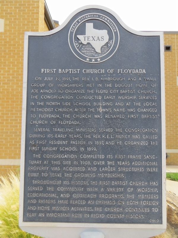 First Baptist Church of Floydada Marker image. Click for full size.