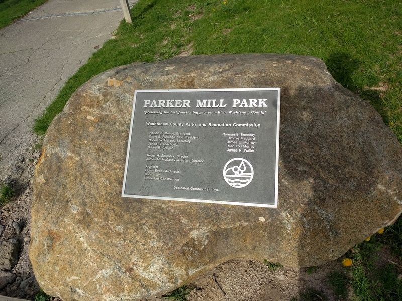 Parker Mill Park Plaque image. Click for full size.