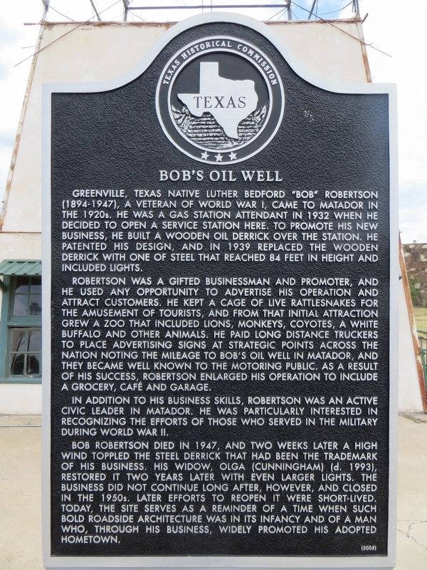 Bob's Oil Well Historical Marker