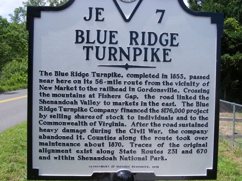 Blue Ridge Turnpike Marker image. Click for full size.