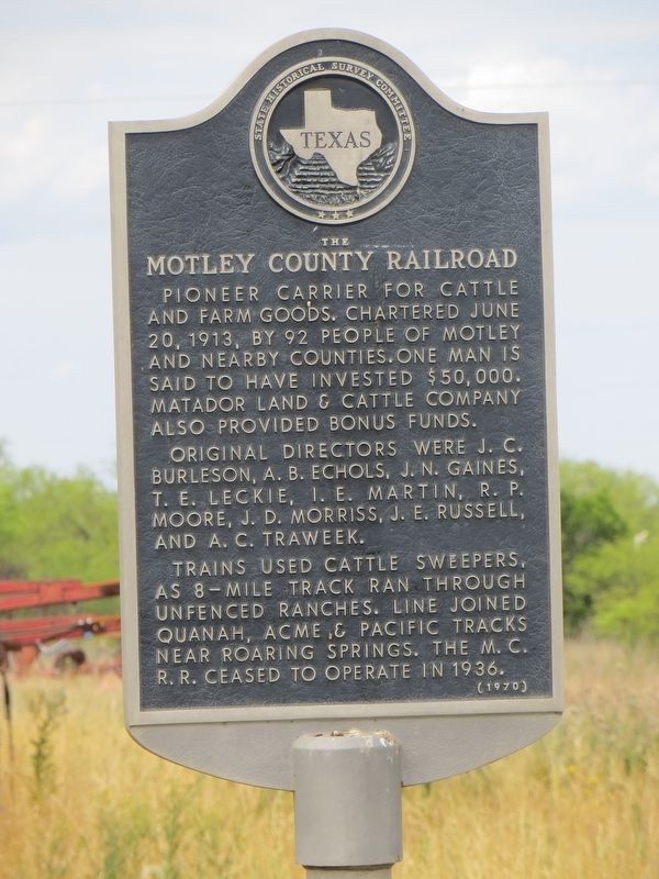 The Motley County Railroad Marker image. Click for full size.