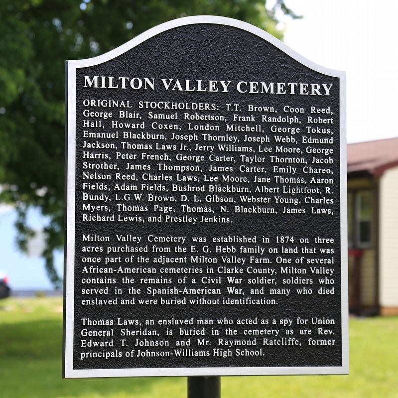 Milton Valley Cemetery Marker image. Click for full size.