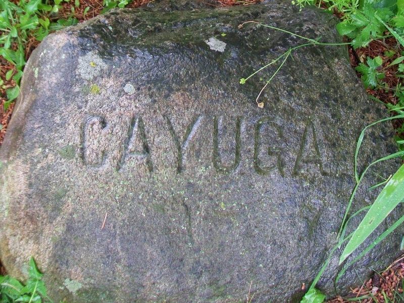 Cayuga Six Nations stone at base of Red Jacket Monument image. Click for full size.