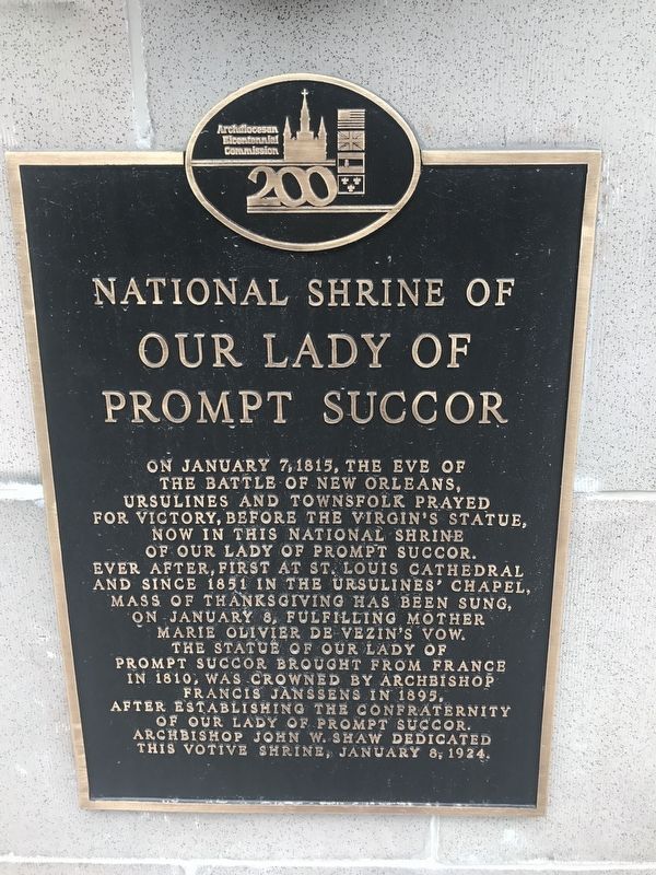 National Shrine of Our Lady of Prompt Succor Marker image. Click for full size.