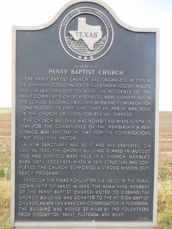 Pansy Baptist Church Marker image. Click for full size.