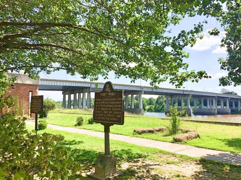 View of I-20 bridge over the Ouachita River and former area of Fort Miro. image. Click for full size.