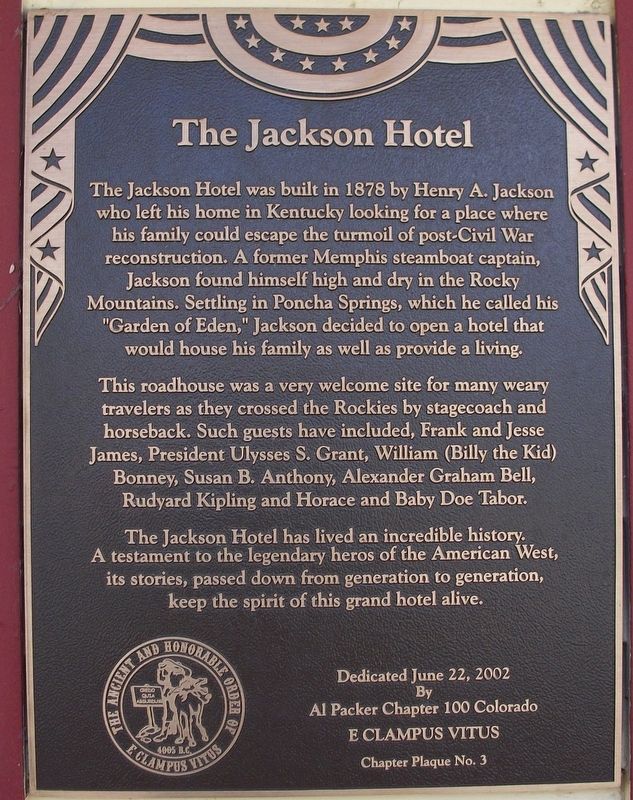 The Jackson Hotel Marker image. Click for full size.